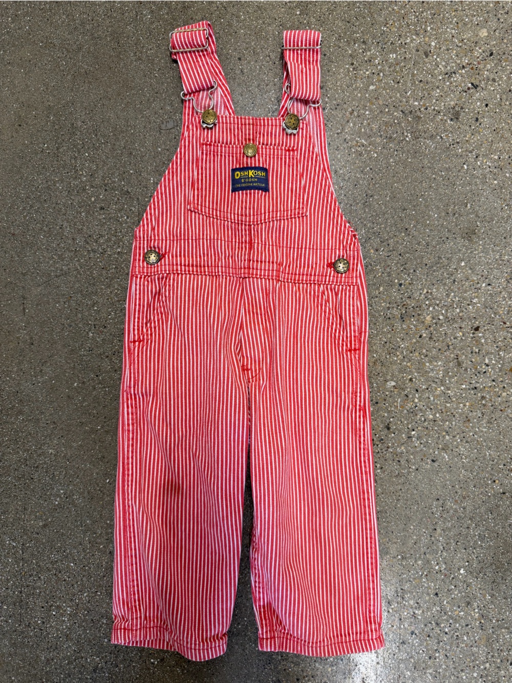 Vintage OshKosh B’Gosh Overalls Size 2T Pin Stripped Red White 90’s Vtg